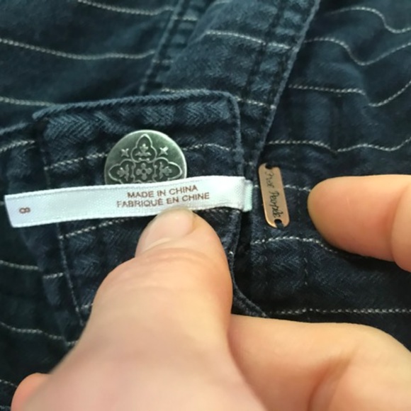 Free People Black Pinstripe Trousers - Picture 2 of 4